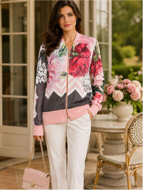 Ted Baker Bomber Cardigan Women’s 4 Full Zip Feminine Bloomcore Dopamine Pink